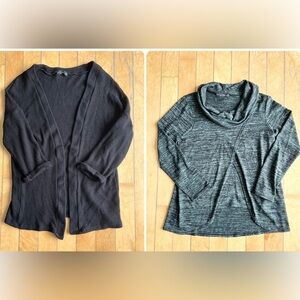 Cherry Bobin Knit Black Cardigan and Grey-Green Sweater Set Bundle Size Medium